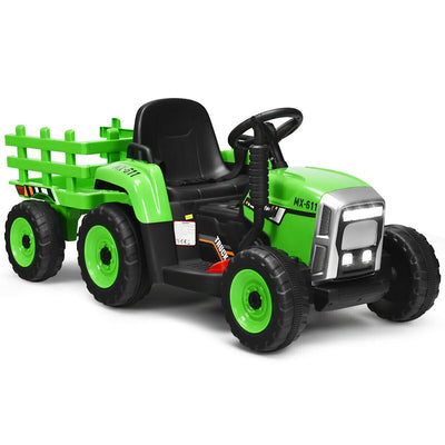12V Ride on Tractor with 3-Gear-Shift Ground Loader for Kids 3+ Years Old-Green - Relaxacare