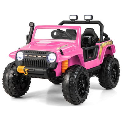 12V Ride on Truck with Parent Remote Control and LED Lights-Pink - Relaxacare