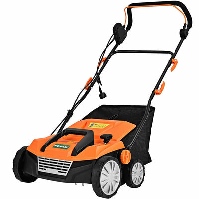 13 Amp Corded Scarifier 15 Inch Electric Lawn Dethatcher with Dual Safety Switch-Orange - Relaxacare