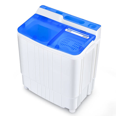 13Lbs Portable Compact Mini Twin Tub Washing Machine with Drain Pump Spinner-Blue - Relaxacare
