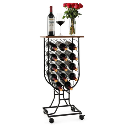 14 Bottles Wine Rack with Detachable and Lockable Wheels - Relaxacare