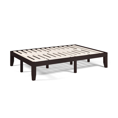 14 Inch Full Size Rubber Wood Platform Bed Frame with Wood Slat Support - Relaxacare