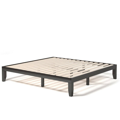 14 Inch King Size Rubber Wood Platform Bed Frame with Wood Slat Support - Relaxacare