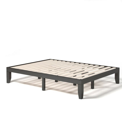 14 Inch Queen Size Rubber Wood Platform Bed Frame with Wood Slat Support - Relaxacare