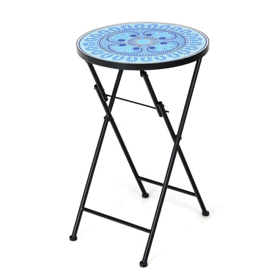 14 Inch Round End Table with Ceramic Tile Top - Relaxacare