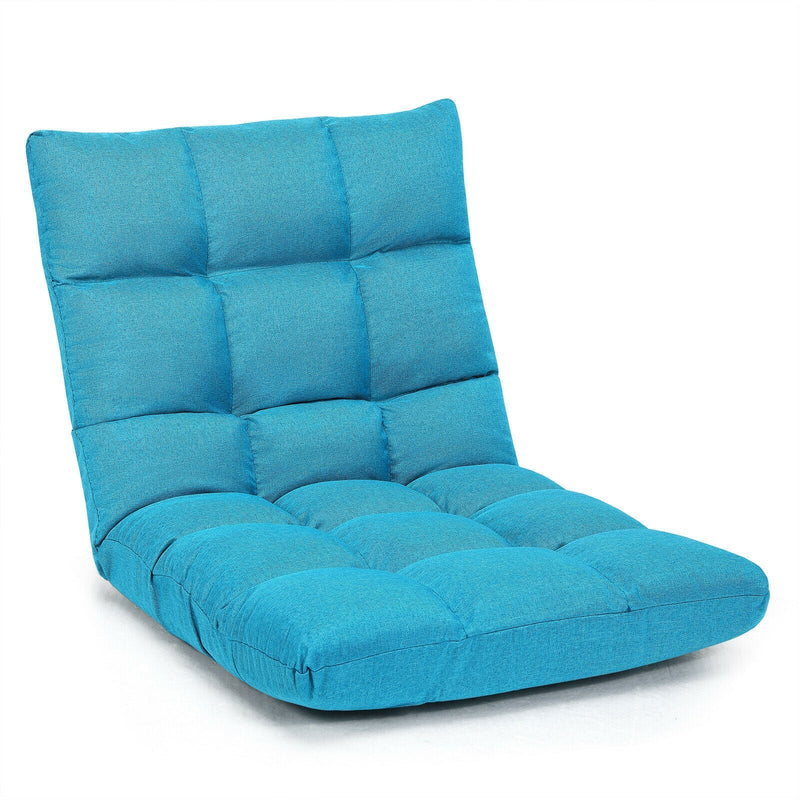14-Position Adjustable Folding Lazy Gaming Sofa-Light Blue - Relaxacare
