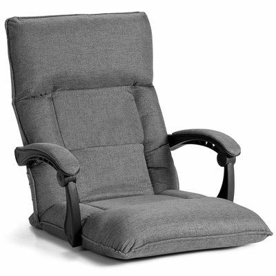 14-Position Floor Chair Lazy Sofa with Adjustable Back Headrest Waist-Gray - Relaxacare