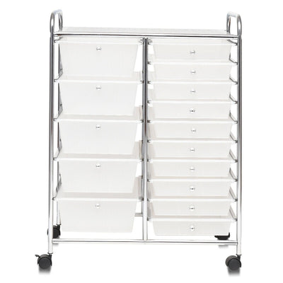 15-Drawer Utility Rolling Organizer Cart Multi-Use Storage-Clear - Relaxacare
