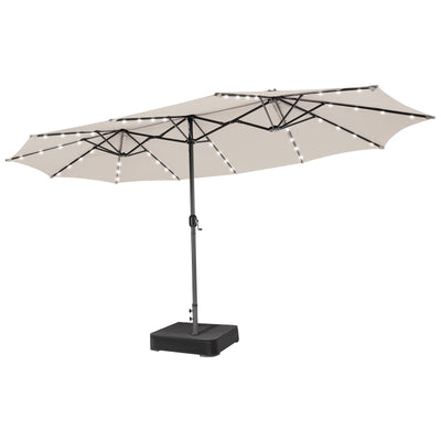 15 Feet Double-Sided Patio Umbrella with 48 LED Lights - Relaxacare