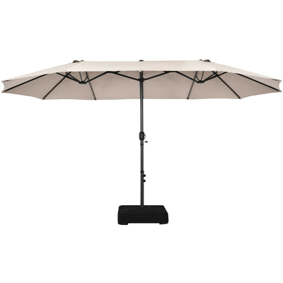 15 Feet Double-Sided Patio Umbrellawith 12-Rib Structure-Beige - Relaxacare