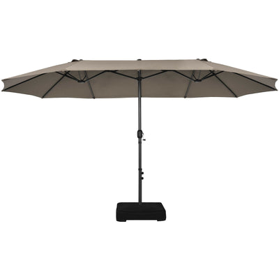 15 Feet Double-Sided Patio Umbrellawith 12-Rib Structure-Coffee - Relaxacare