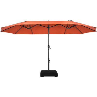 15 Feet Double-Sided Patio Umbrellawith 12-Rib Structure-Orange - Relaxacare