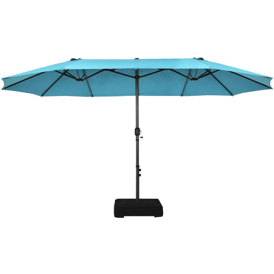 15 Feet Double-Sided Patio Umbrellawith 12-Rib Structure-Turquoise - Relaxacare