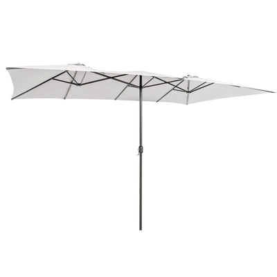 15 Feet Double-Sized Patio Umbrella with Crank Handle and Vented Tops-Beige - Relaxacare