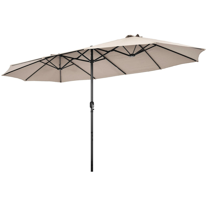 15 Feet Patio Double-Sided Umbrella with Hand-Crank System - Relaxacare