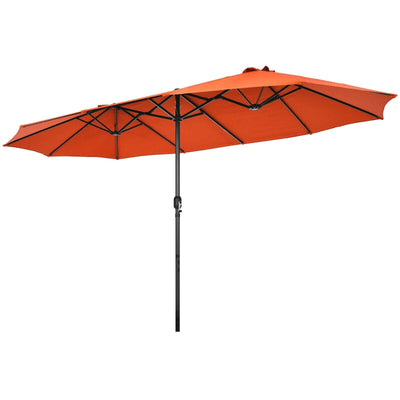 15 Feet Patio Double-Sided Umbrella with Hand-Crank System-Orange - Relaxacare
