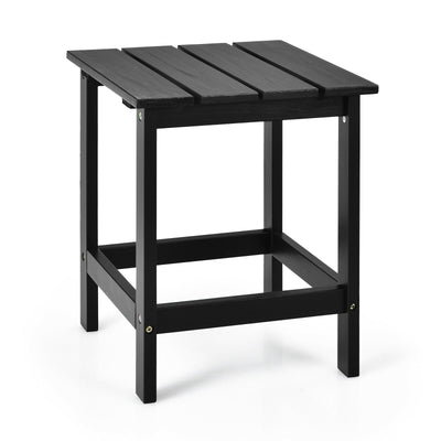 15 Inch Patio Square Wooden Slat End Side Coffee Table for Garden-Black - Relaxacare