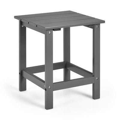 15 Inch Patio Square Wooden Slat End Side Coffee Table for Garden-Gray - Relaxacare