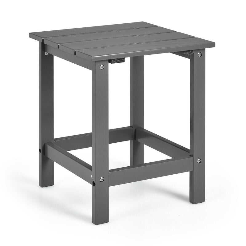 15 Inch Patio Square Wooden Slat End Side Coffee Table for Garden-Gray - Relaxacare
