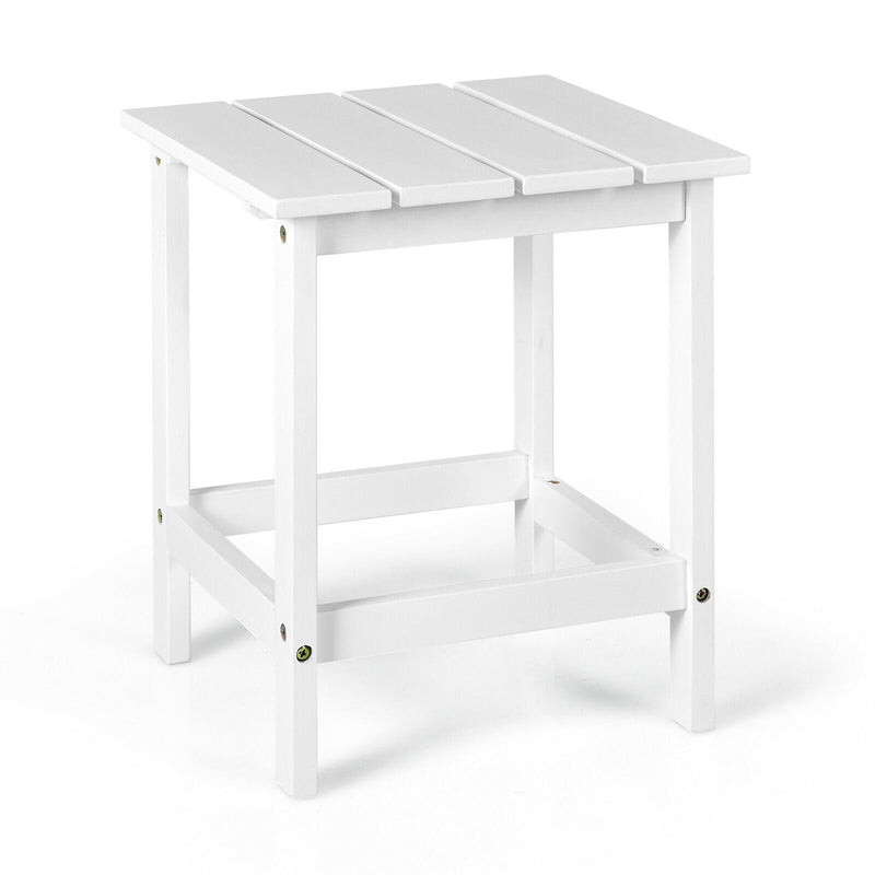 15 Inch Patio Square Wooden Slat End Side Coffee Table for Garden-White - Relaxacare
