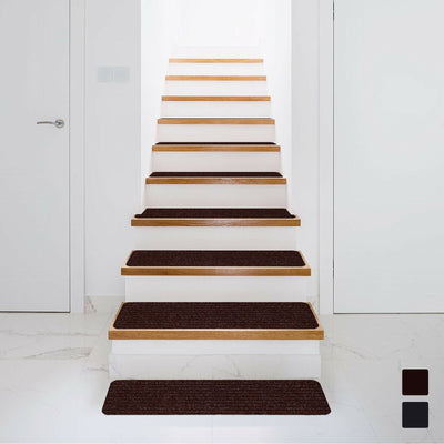 15 Pieces 30 Inch x 8 Inch Slip Resistant Soft Stair Treads Carpet-Brown - Relaxacare