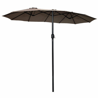 15' Twin Patio Umbrella Double-Sided Outdoor Market Umbrella without Base -Tan - Relaxacare