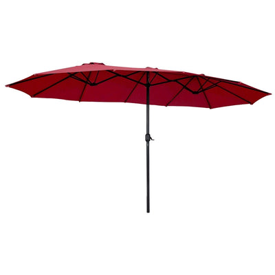 15' Twin Patio Umbrella Double-Sided Outdoor Market Umbrella without Base -Wine - Relaxacare