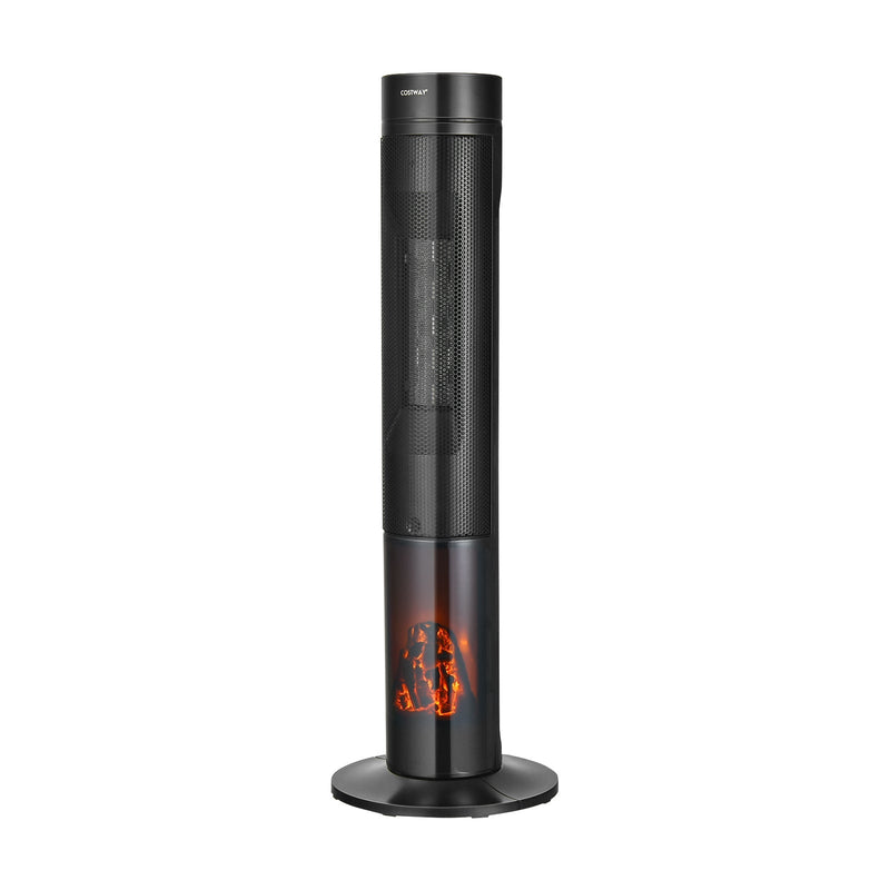 1500W Ceramic Tower Space Heater with Remote Control and Realistic 3D Flame - Relaxacare