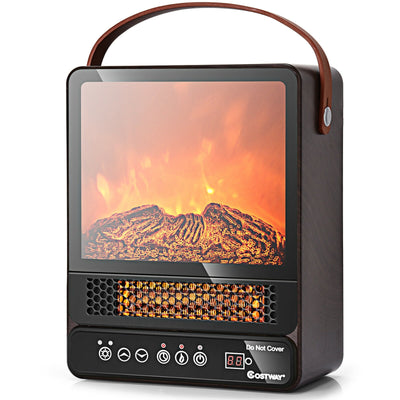 1500W Electric Fireplace Tabletop Portable Space Heater with 3D Flame Effect - Relaxacare