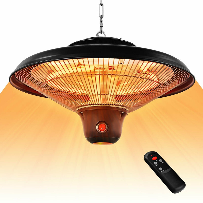 1500W Electric Hanging Ceiling Mounted Infrared Heater with Remote Control-Black - Relaxacare