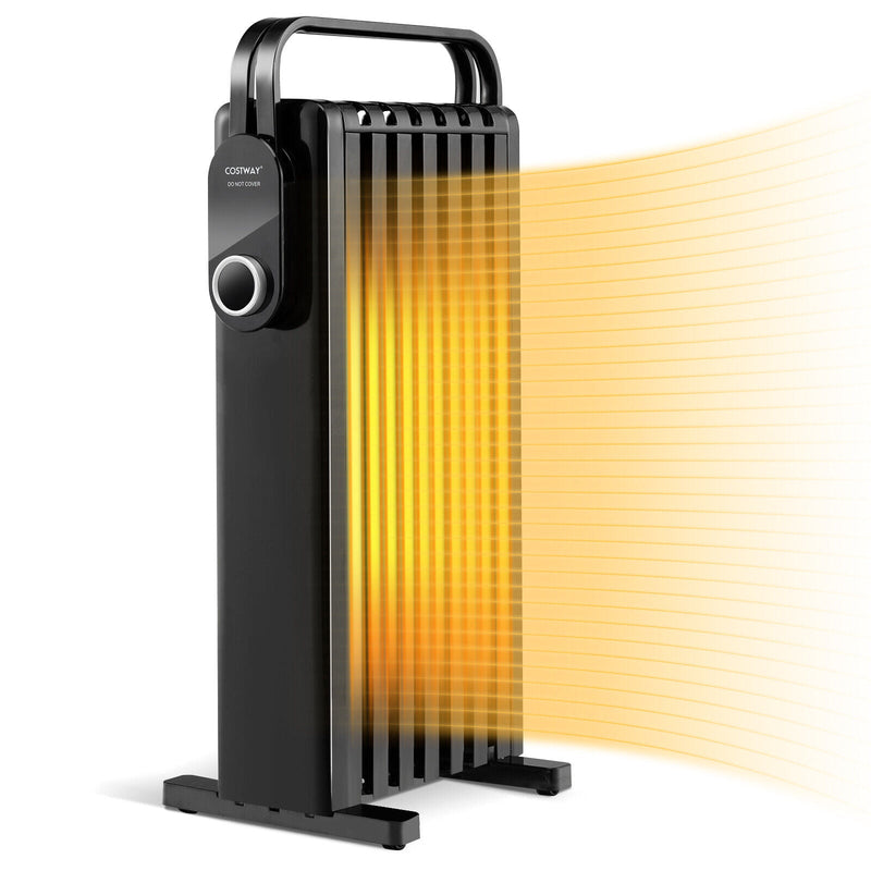 1500W Electric Space Heater Oil Filled Radiator Heater with Foldable Rack-Black - Relaxacare