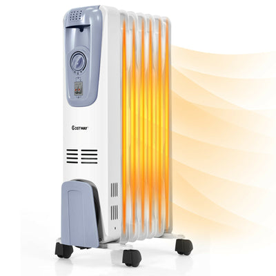 1500W Oil Filled Radiator with Thermostat and 4 Bottom Wheels - Relaxacare