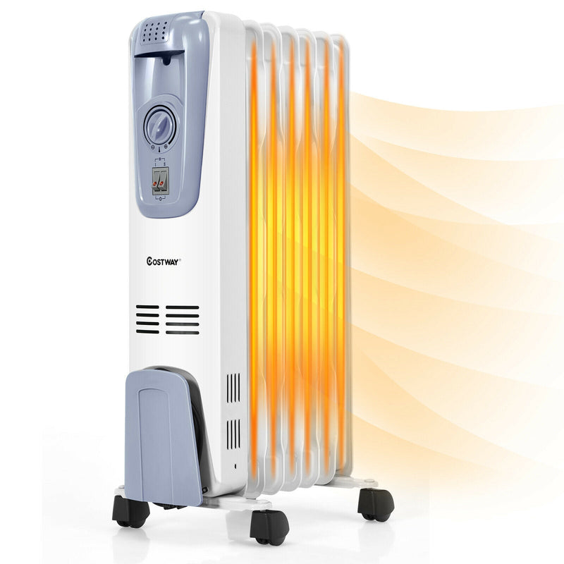 1500W Oil Filled Radiator with Thermostat and 4 Bottom Wheels - Relaxacare