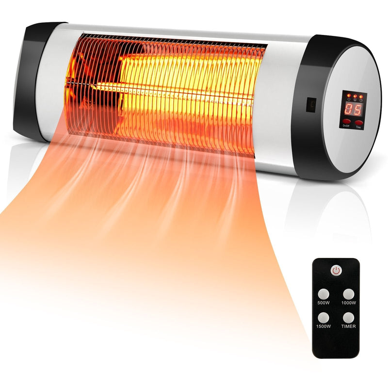 1500W Wall-Mounted Electric Heater Patio Infrared Heater with Remote Control - Relaxacare