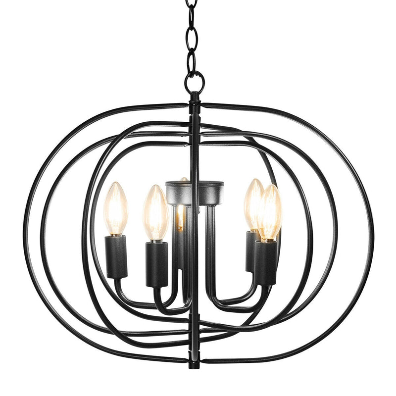 16 Inch Folding Rotatable Chandelier 5 Lights Metal Ceiling Lamp - Relaxacare