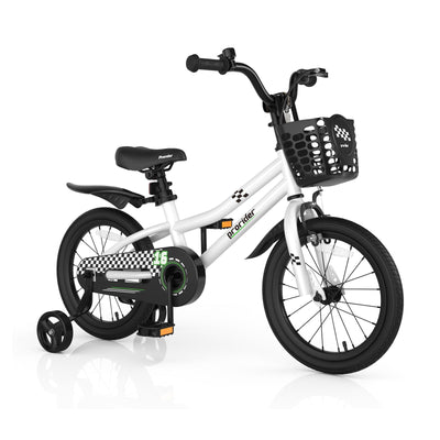 16 Inch Kid's Bike with Removable Training Wheels-Black & White - Relaxacare