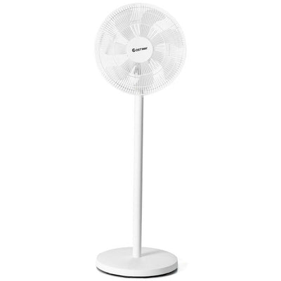 16 Inch Oscillating Pedestal 3-Speed Adjustable Height Fan with Remote Control-White - Relaxacare