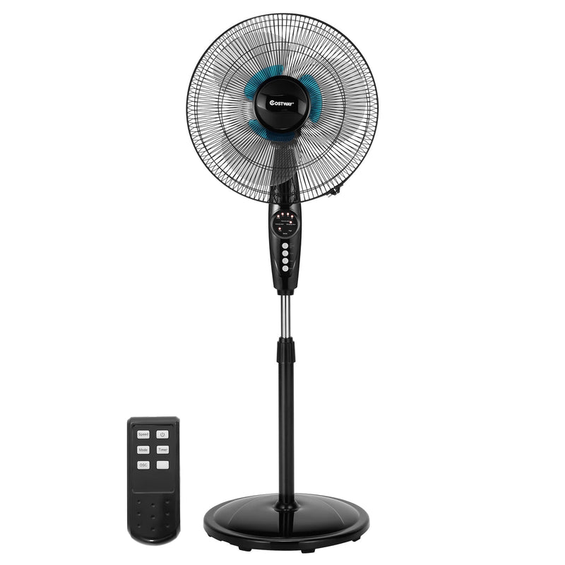 16 Inches Adjustable Height Fan with Quiet Oscillating Stand for Home and Office - Relaxacare