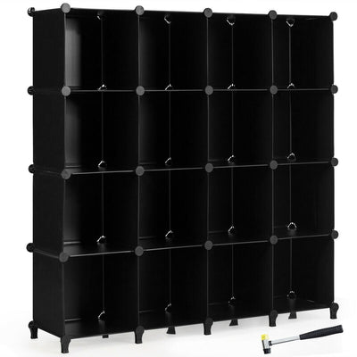 16 Plastic Cube Storage Organizer-Black - Relaxacare