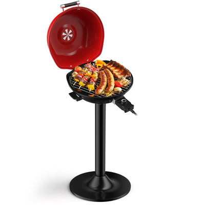 1600W Portable Electric BBQ Grill with Removable Non-Stick Rack-Black & Red - Relaxacare