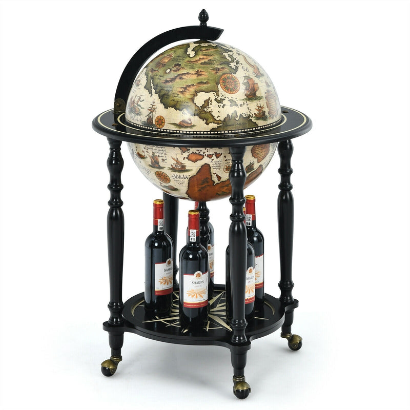 16th Century Nautical Chart Wine Cabinet with Wheels - Relaxacare