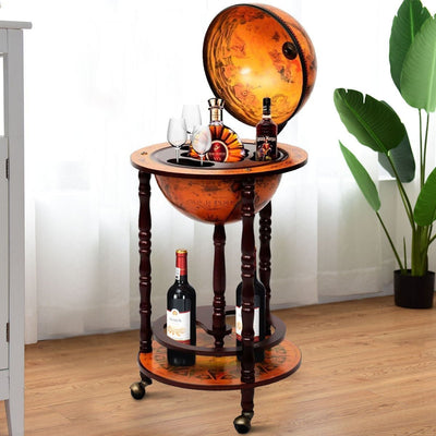 16th Century Wood Globe Wine Bar Stand - Relaxacare