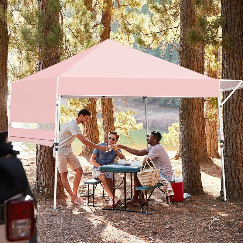 17 Feet x 10 Feet Foldable Pop Up Canopy with Adjustable Instant Sun Shelter-Pink - Relaxacare