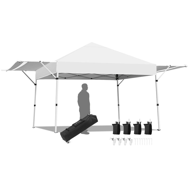 17 Feet x 10 Feet Foldable Pop Up Canopy with Adjustable Instant Sun Shelter-White - Relaxacare