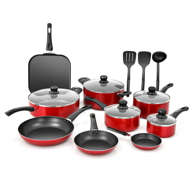 17 Pieces Hard Anodized Nonstick Cookware Pots and Pans Set - Relaxacare