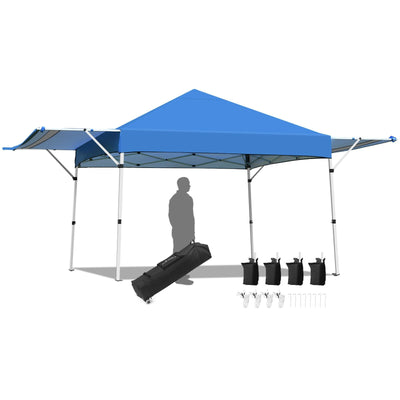 17 x 10 Feet Foldable Pop Up Canopy with Adjustable Dual Awnings - Relaxacare