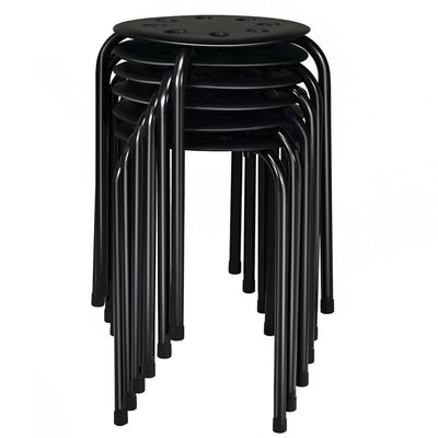 17.5 Inch Set of 6 Portable Plastic Stack Stools with Metal Frame - Relaxacare