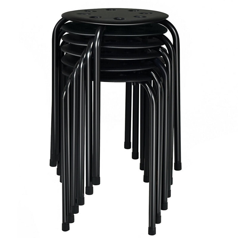 17.5 Inch Set of 6 Portable Plastic Stack Stools with Metal Frame - Relaxacare