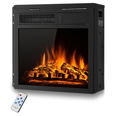18-Inch Electric Fireplace Insert Freestanding and Recessed Heater Log Flame Remote - Relaxacare