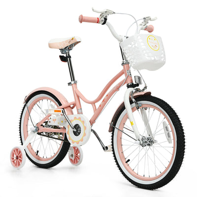 18 Inch Kids Adjustable Bike Toddlers with Training Wheels-Pink - Relaxacare